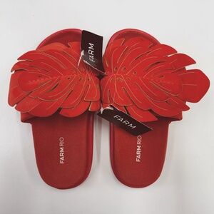 Farm Rio Ochre Monstera Anatomic Slide Sandal